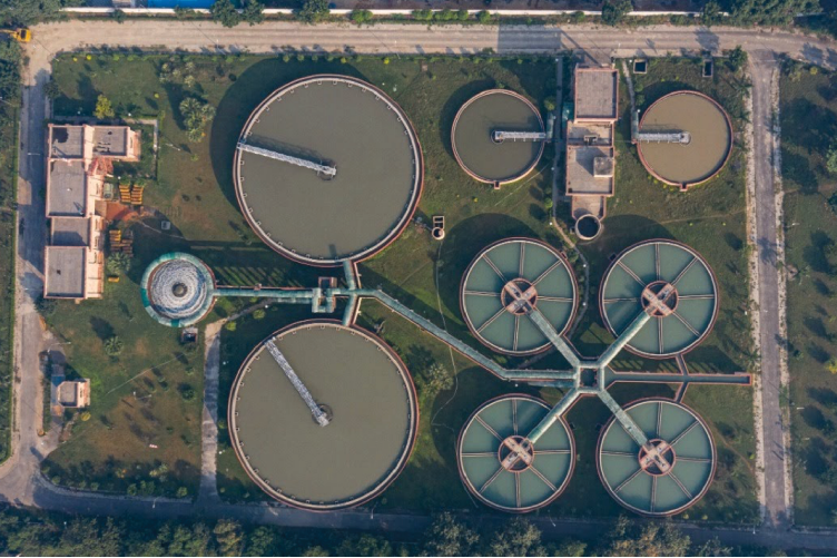 Water treatment plant aerial