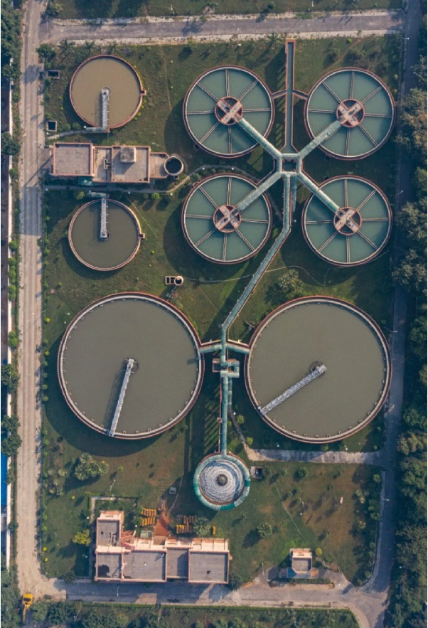 Water treatment plant aerial view